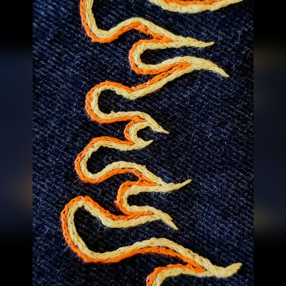 black wrangler wide leg jeans, with hand embroidered details - Picture 5 of 6